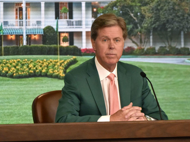 Chairman of Augusta National Golf Club and the Masters Tournament Fred Ridley speaks to members of the media during Practice Round 3 for the Masters at Augusta National Golf Club, Wednesday, April 10, 2019.
