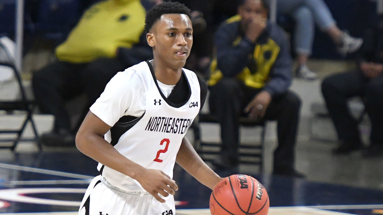 WASHINGTON, DC - MARCH 09: Tyson Walker #2 of the Northeastern Huskies dribbles up court during the CAA Men's Basketball Tournament - Semifinals college basketball game against the Elon Phoenix at the Entertainment & Sports Arena on March 9, 2020 in Washington, DC.