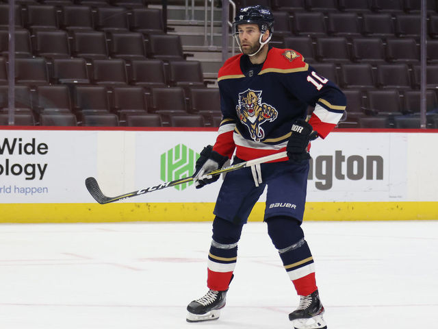 DETROIT, MICHIGAN - FEBRUARY 20: Brett Connolly #10 of the Florida Panthers skates against the Detroit Red Wings at Little Caesars Arena on February 20, 2021 in Detroit, Michigan.