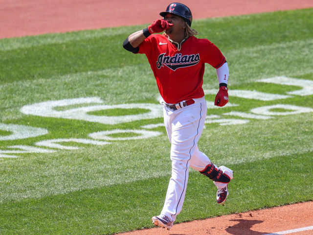 Jose Ramirez of the Cleveland Indians rounds the bases after hitting  News Photo - Getty Images