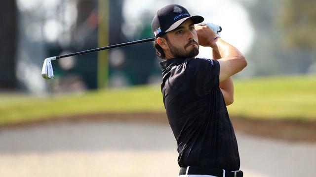 AUGUSTA, GEORGIA - APRIL 08: Abraham Ancer of Mexico plays his shot from the third tee during the first round of the Masters at Augusta National Golf Club on April 08, 2021 in Augusta, Georgia.