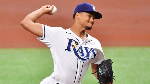 ST PETERSBURG, FLORIDA - APRIL 10: Chris Archer #22 of the Tampa Bay Rays delivers a pitch to the New York Yankees in the first inning at Tropicana Field on April 10, 2021 in St Petersburg, Florida.
