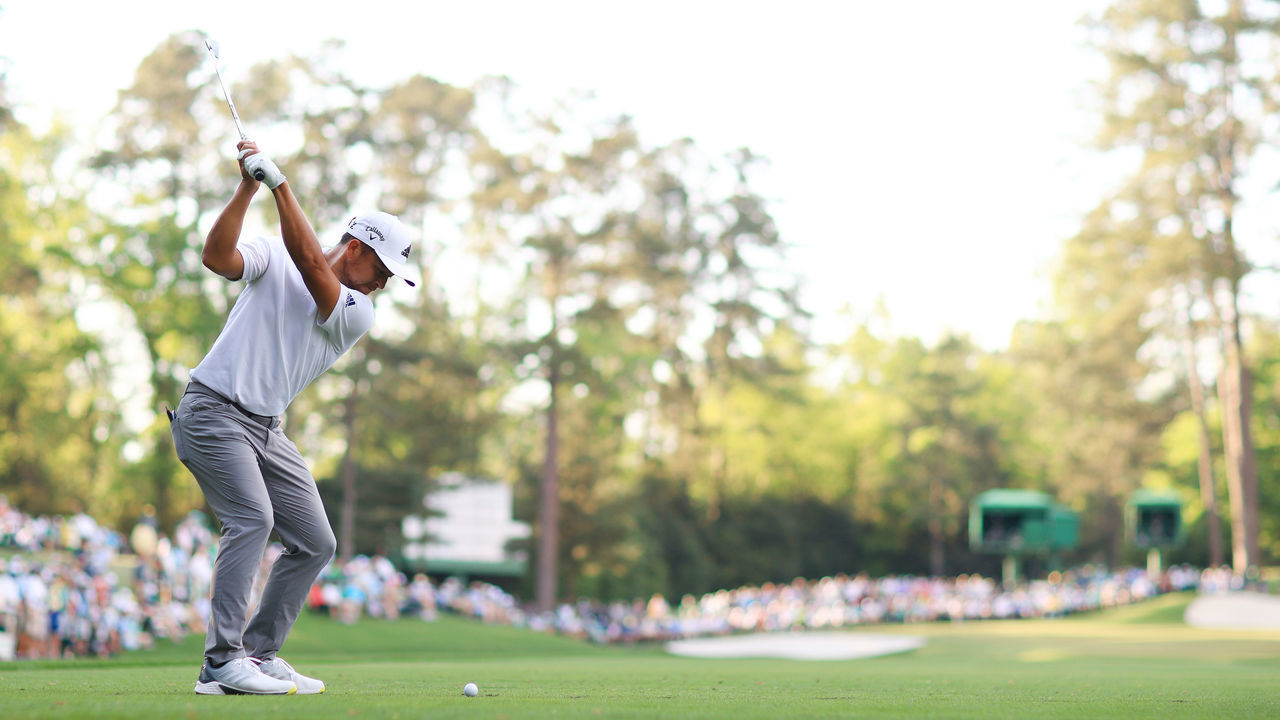AUGUSTA, GEORGIA - APRIL 11: Xander Schauffele of the United States plays his shot from the 16th tee during the final round of the Masters at Augusta National Golf Club on April 11, 2021 in Augusta, Georgia.