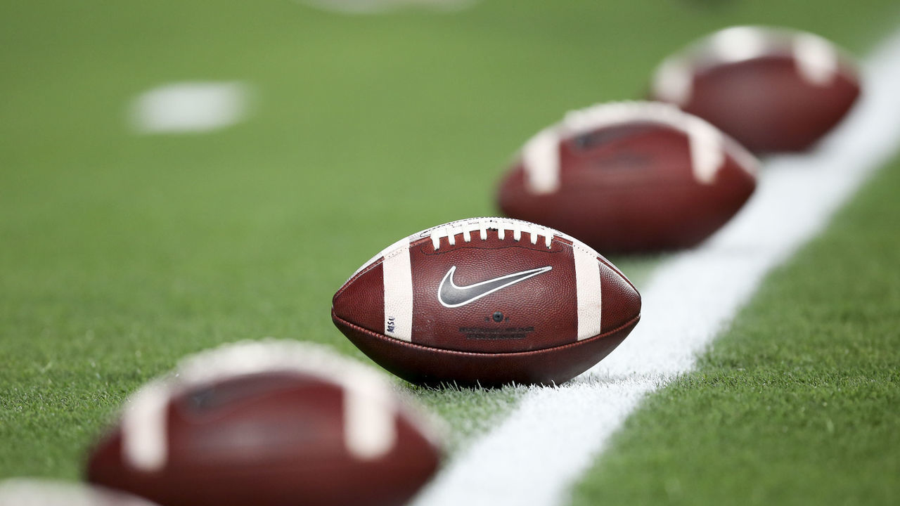 11 January 2016: General picture of the footballs before the National Championship Game between the Alabama Crimson Tide and the Clemson Tigers at the University of Phoenix Stadium in Glendale, AZ