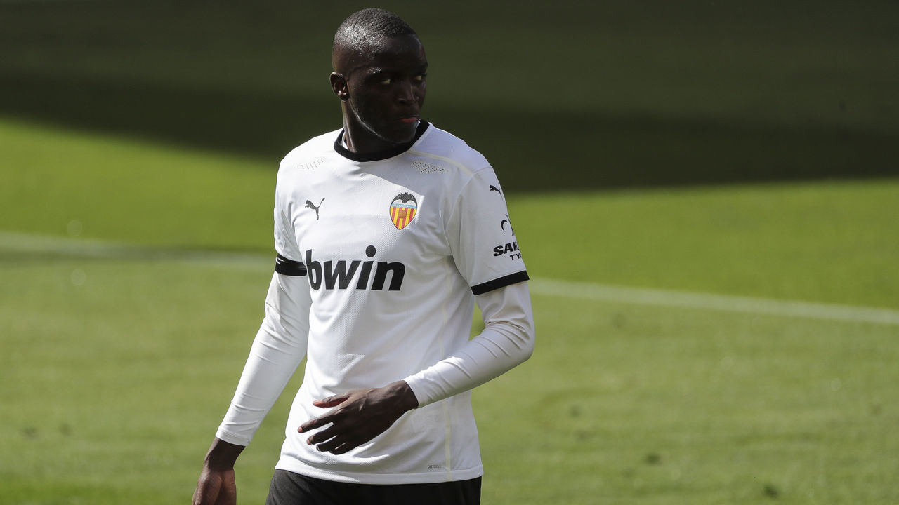 Mouctar Diakhaby of Valencia CF during spanish La Liga match between Valencia cf and Real Sociedad at Mestalla Stadium on April 11, 2021.