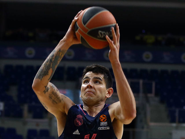 ISTANBUL, TURKEY - APRIL 08: Gabriel Deck, #14 of Real Madrid in action during the 2020/2021 Turkish Airlines EuroLeague match between Fenerbahce Beko Istanbul and Real Madrid at Ulker Sports Arena on April 08, 2021 in Istanbul, Turkey.