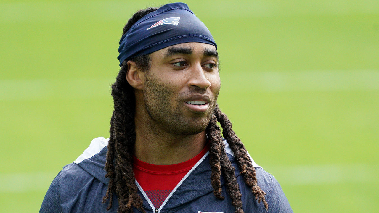 MIAMI GARDENS, FLORIDA - DECEMBER 20: Stephon Gilmore #24 of the New England Patriots looks on prior to the game against the Miami Dolphins at Hard Rock Stadium on December 20, 2020 in Miami Gardens, Florida.