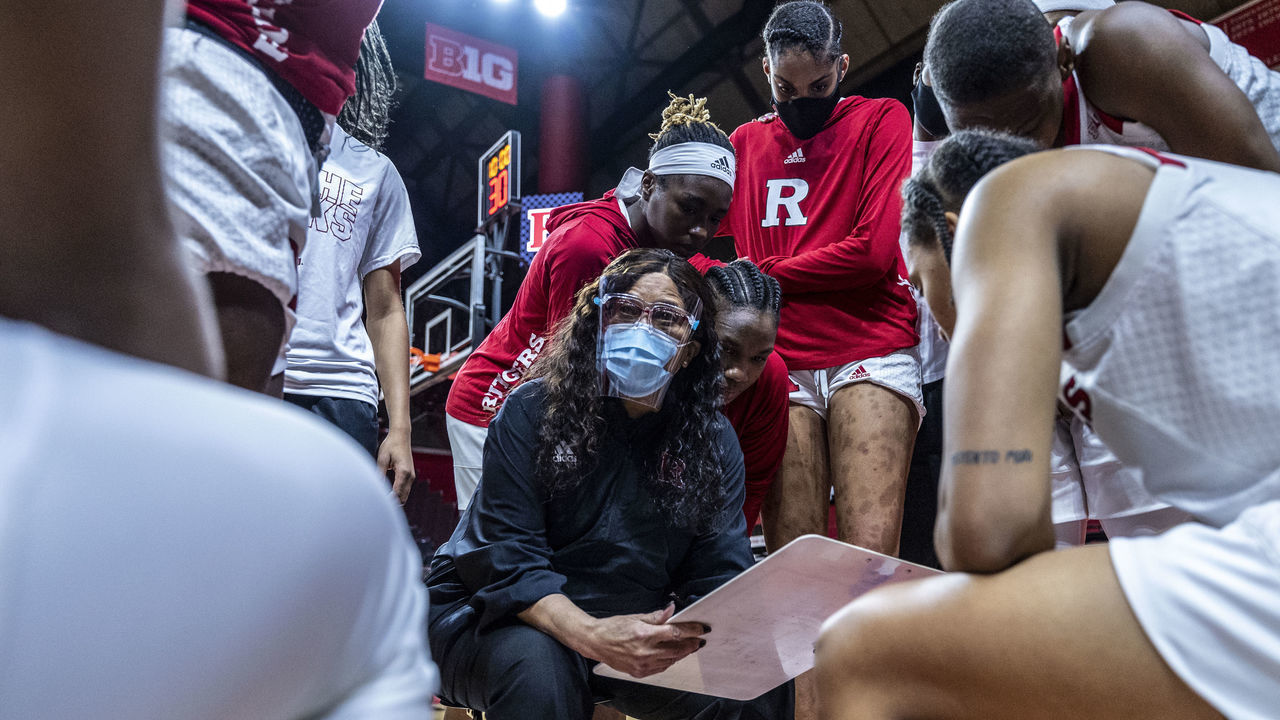 PISCATAWAY, NJ - DECEMBER 14: Head coach C. Vivian Stringer of the Rutgers Scarlet Knights during a regular season game at Rutgers Athletic Center on December 14, 2020 in Piscataway, New Jersey.