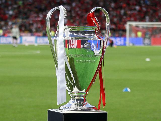 KIEV, UKRAINE - MAY 26: A general view of the Champions League trophy on display prior to the UEFA Champions League final between Real Madrid and Liverpool on May 26, 2018 in Kiev, Ukraine.