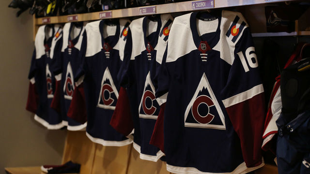 DENVER, CO - NOVEMBER 07: Colorado Avalanche third jerseys hang in the locker room prior to the game against the Nashville Predators at the Pepsi Center on November 7, 2018 in Denver, Colorado.