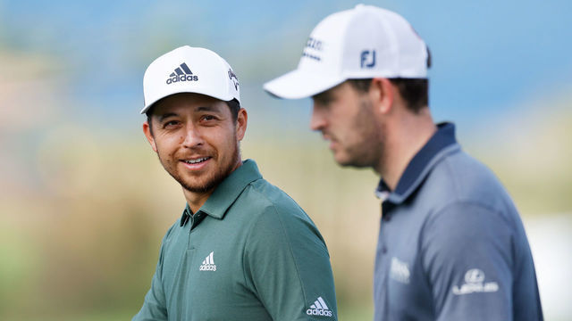 KAPALUA, HAWAII - JANUARY 04: Xander Schauffele of the United States and Patrick Cantlay of the United States walk from the tenth green during a practice round prior to the Sentry Tournament Of Champions on the Plantation Course at Kapalua Golf Club on January 04, 2021 in Kapalua, Hawaii.