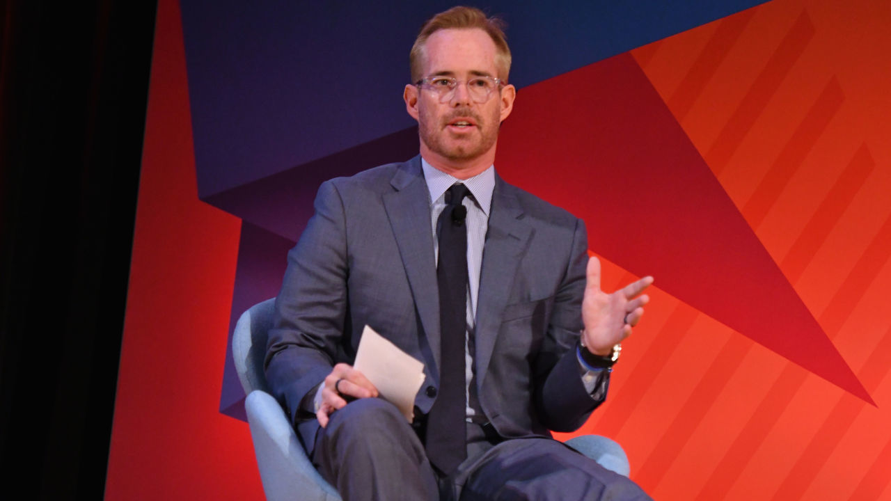 NEW YORK, NY - SEPTEMBER 28: Sportscaster Joe Buck speaks onstage at the Fox NFL Town Hall panel at The Town Hall during 2016 Advertising Week New York on September 28, 2016 in New York City.