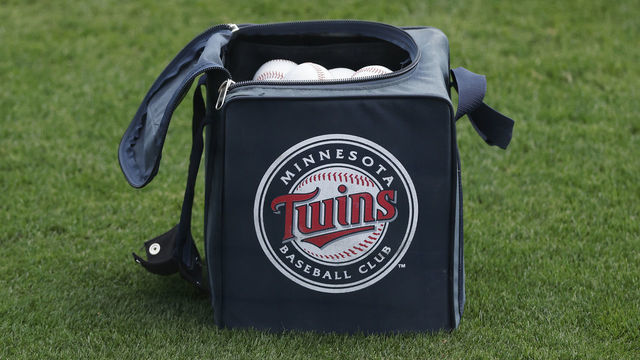 FORT MYERS, FLORIDA - MARCH 14: A detailed view of a Minnesota Twins ball bag prior to the Grapefruit League spring training game against the Boston Red Sox at Hammond Stadium on March 14, 2021 in Fort Myers, Florida.