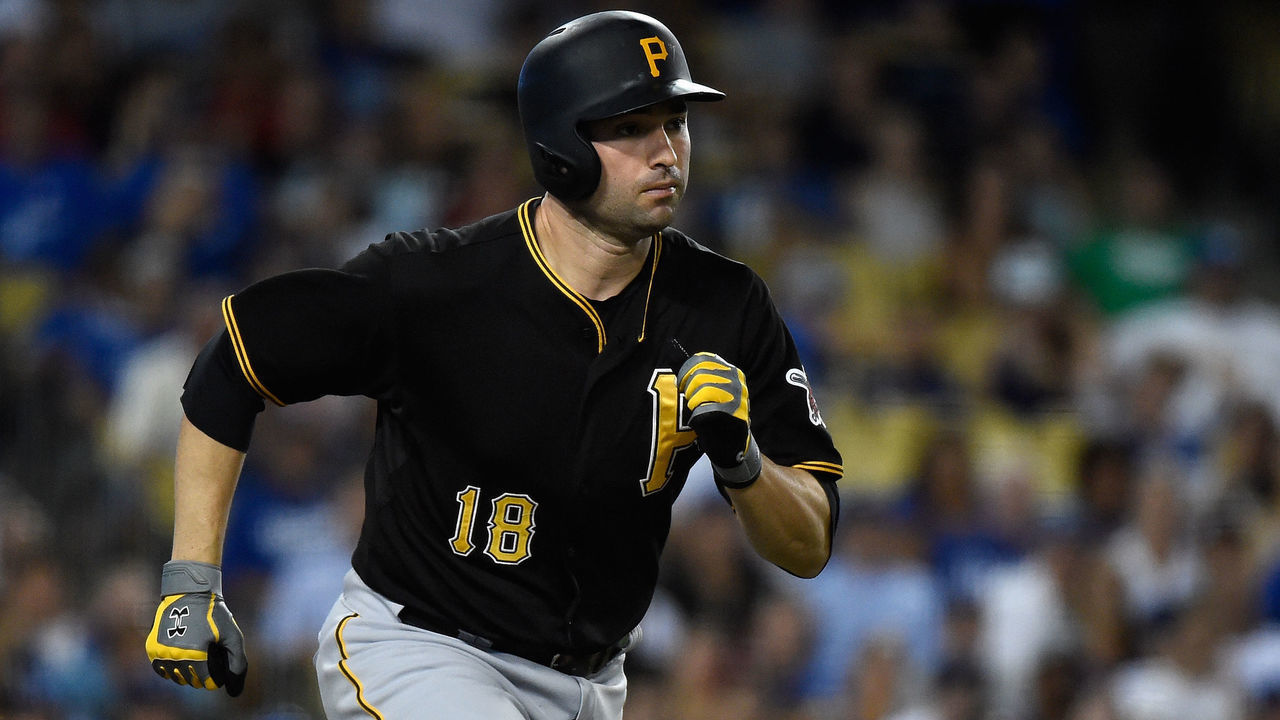 LOS ANGELES, CA - SEPTEMBER 19: Neil Walker #18 of the Pittsburgh Pirates runs to first base during the game against the Los Angeles Dodgers at Dodger Stadium on September 19, 2015 in Los Angeles, California.