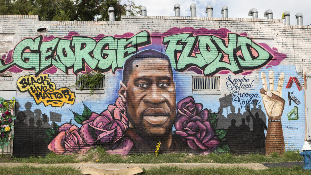 A George Floyd mural on a building in 3rd Ward Saturday September 5, 2020 in Houston, TX.
