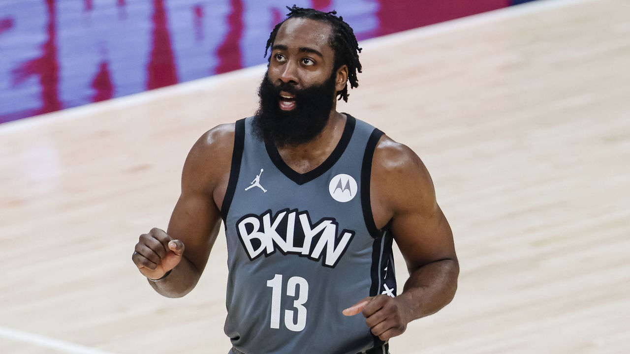 INDIANAPOLIS, IN - MARCH 17: James Harden #13 of the Brooklyn Nets is seen against the Indiana Pacers at Bankers Life Fieldhouse on March 17, 2021 in Indianapolis, Indiana.