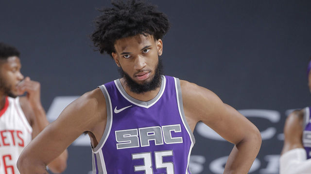 SACRAMENTO, CA - MARCH 11: Marvin Bagley III #35 of the Sacramento Kings looks on during the game against the Houston Rockets on March 11, 2021 at Golden 1 Center in Sacramento, California. NOTE TO USER: User expressly acknowledges and agrees that, by downloading and or using this photograph, User is consenting to the terms and conditions of the Getty Images Agreement. Mandatory Copyright Notice: Copyright 2021 NBAE