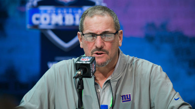 INDIANAPOLIS, IN - FEBRUARY 25: New York Giants general manager Dave Gettleman answers questions from the media during the NFL Scouting Combine on February 25, 2020 at the Indiana Convention Center in Indianapolis, IN.