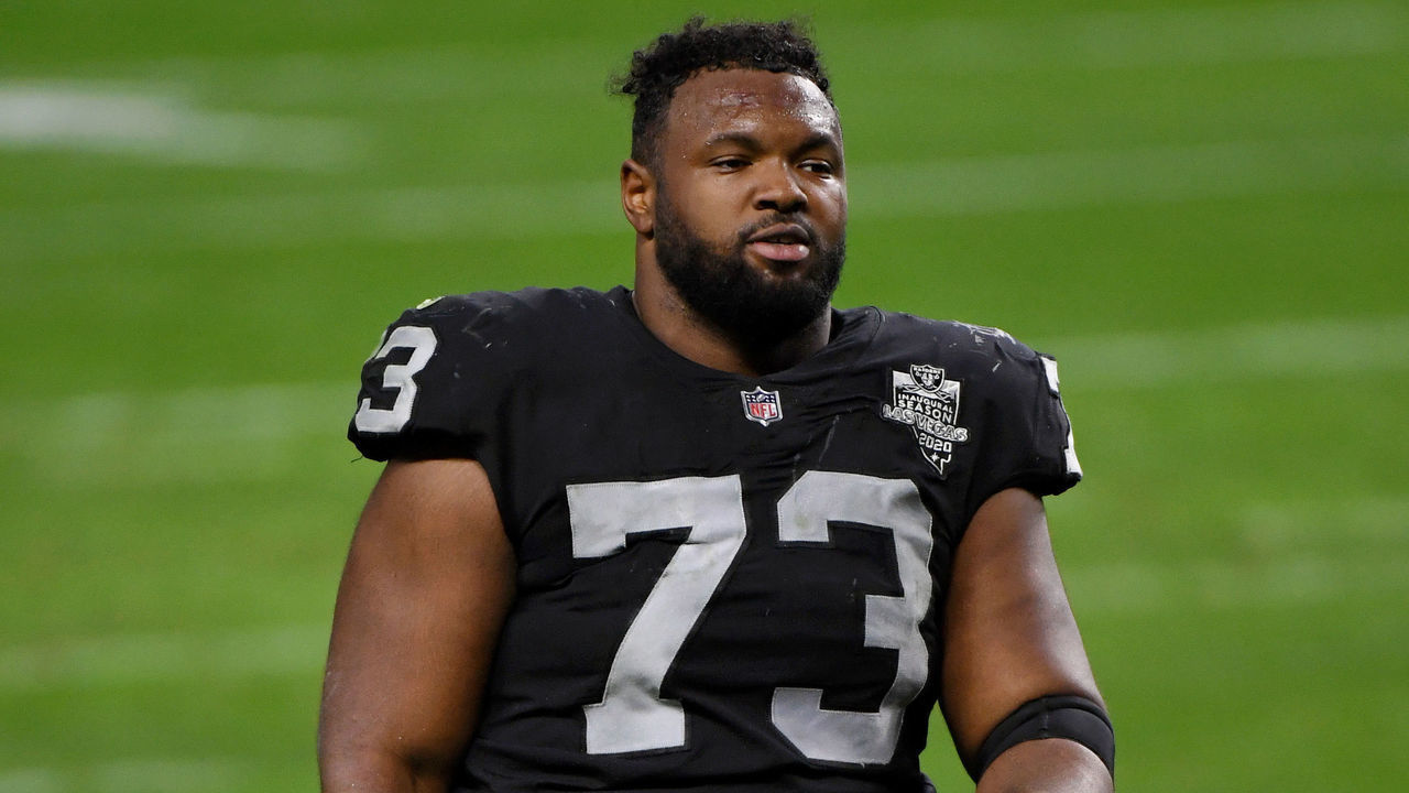LAS VEGAS, NEVADA - DECEMBER 13: Defensive tackle Maurice Hurst #73 of the Las Vegas Raiders walks off the field after the team's 44-27 loss to the Indianapolis Colts at Allegiant Stadium on December 13, 2020 in Las Vegas, Nevada.