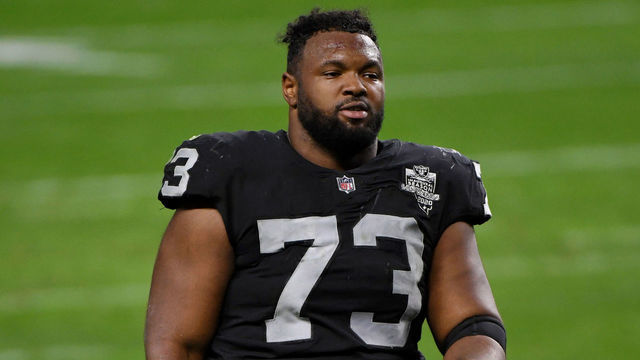 LAS VEGAS, NEVADA - DECEMBER 13: Defensive tackle Maurice Hurst #73 of the Las Vegas Raiders walks off the field after the team's 44-27 loss to the Indianapolis Colts at Allegiant Stadium on December 13, 2020 in Las Vegas, Nevada.