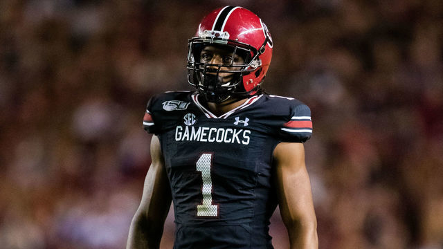 COLUMBIA, SC - SEPTEMBER 28: Jaycee Horn #1 of the South Carolina Gamecocks looks on during a game against the Kentucky Wildcats at Williams-Brice Stadium on September 28, 2019 in Columbia, South Carolina.