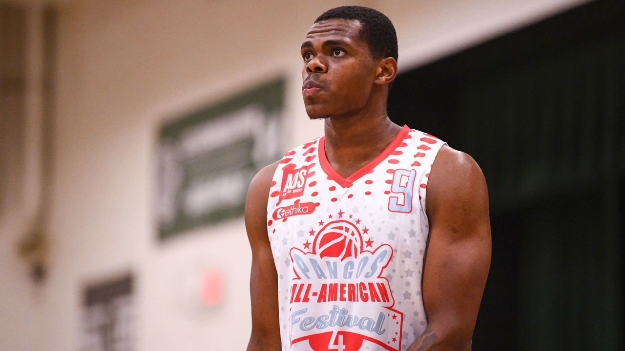 CHANDLER, AZ - NOVEMBER 07: Michael Foster, from Hillcrest Prep, looks on during the Pangos All-American Festival on November 7, 2020 at AZ Compass Prep in Chandler, AZ.