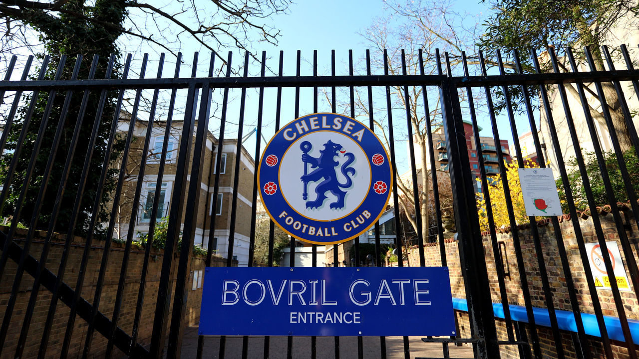 LONDON, ENGLAND - MARCH 30: A general view outside of Stamford Bridge, home of Chelsea FC is seen on March 30, 2021 in London, England.