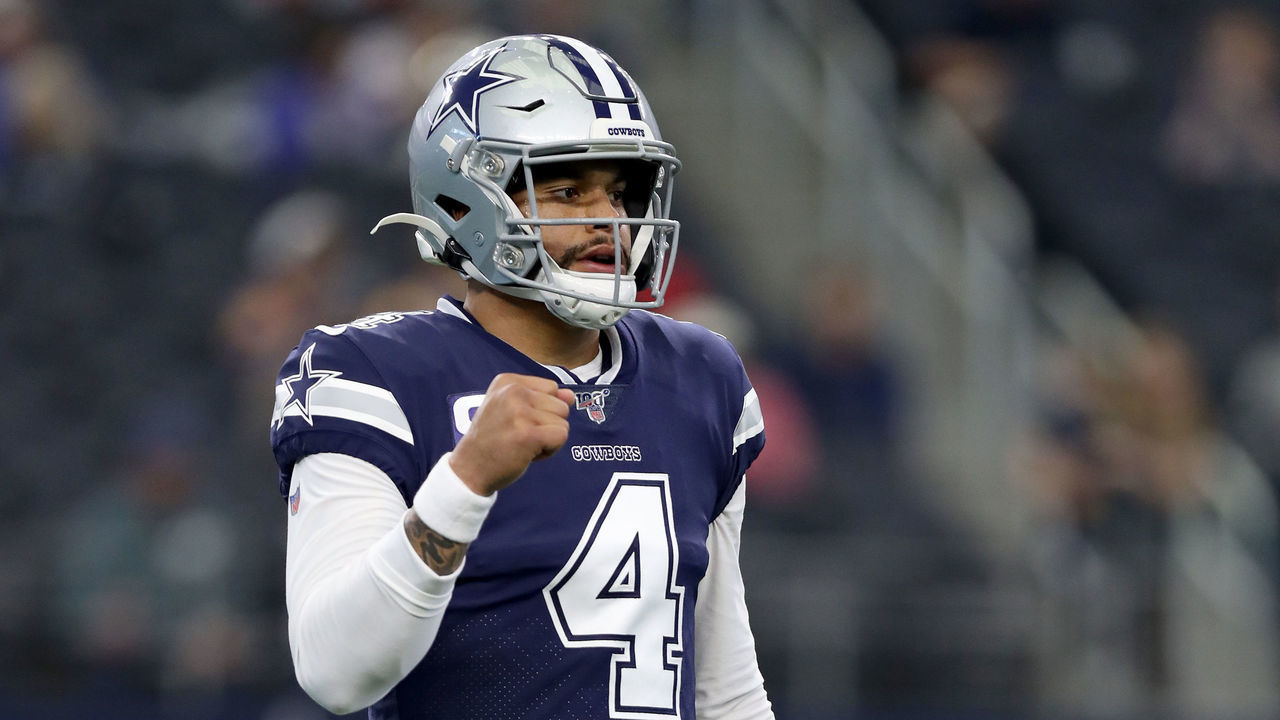 ARLINGTON, TEXAS - DECEMBER 15: Dak Prescott #4 of the Dallas Cowboys works through pregame warm up before taking on the Los Angeles Rams at AT&T Stadium on December 15, 2019 in Arlington, Texas.