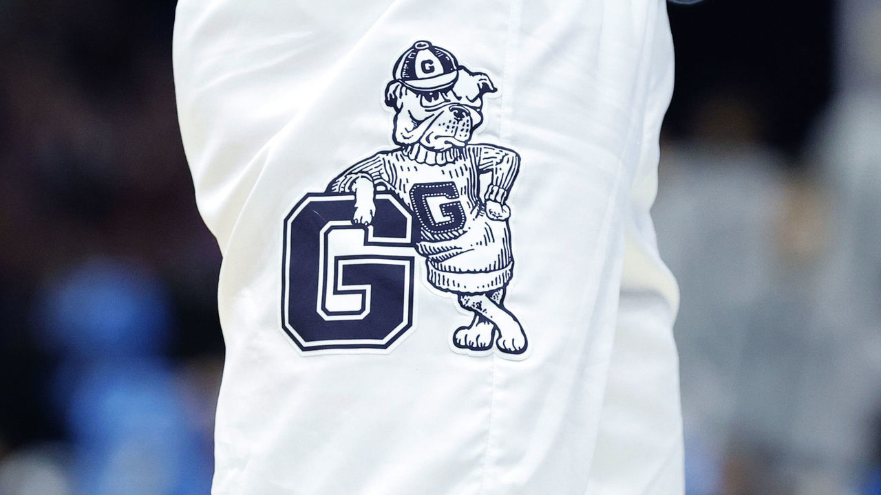 INDIANAPOLIS, INDIANA - APRIL 03: A detail of the Gonzaga Bulldogs logo during the 2021 NCAA Final Four semifinal between the UCLA Bruins and the Gonzaga Bulldogs at Lucas Oil Stadium on April 03, 2021 in Indianapolis, Indiana.