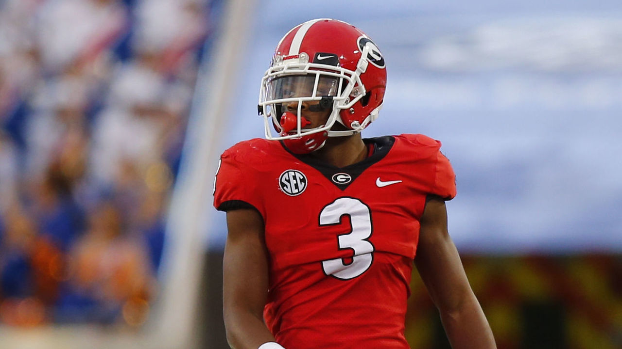 JACKSONVILLE, FL - OCTOBER 27: Georgia Bulldogs defensive back Tyson Campbell (3) lines up for a play during the game between the Florida Gators and the Georgia Bulldogs on October 27, 2018 at TIAA Bank Field in Jacksonville, Fl.