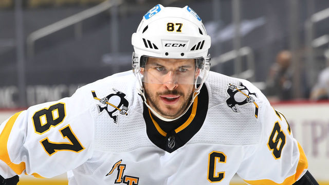 PITTSBURGH, PA - APRIL 15: Sidney Crosby #87 of the Pittsburgh Penguins skates against the Philadelphia Flyers at PPG PAINTS Arena on April 15, 2021 in Pittsburgh, Pennsylvania.