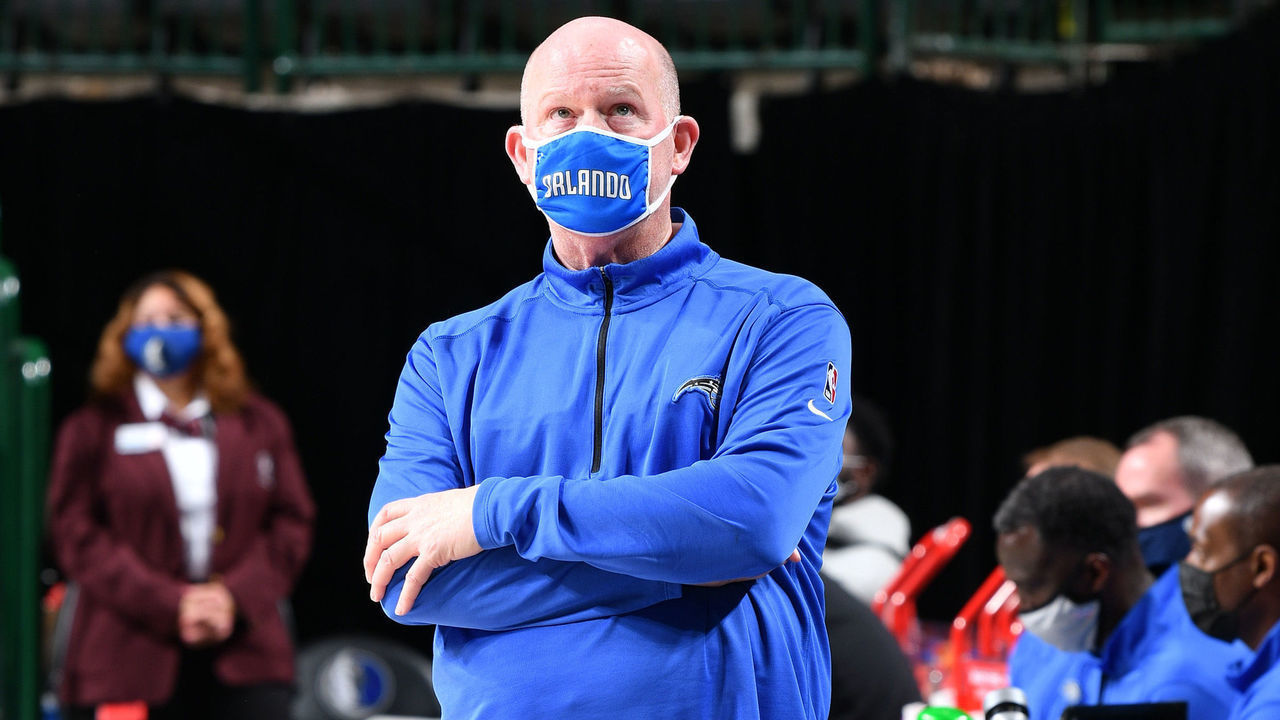 DALLAS, TX - JANUARY 9: Head Coach Steve Clifford looks on during the game against the Dallas Mavericks on January 9, 2021 at the American Airlines Center in Dallas, Texas. Mandatory Copyright Notice: Copyright 2021 NBAE