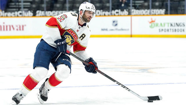 NASHVILLE, TN - MARCH 6: Keith Yandle #3 of the Florida Panthers skates against the Nashville Predators at Bridgestone Arena on March 6, 2021 in Nashville, Tennessee.