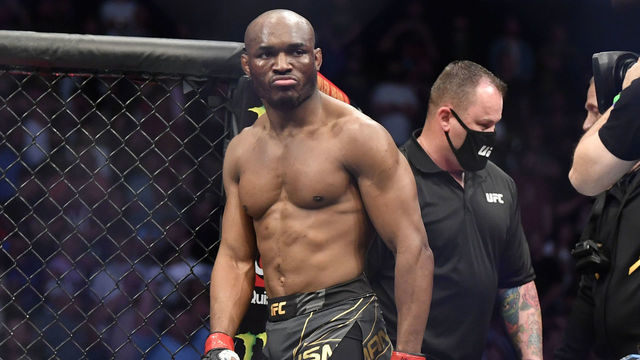 JACKSONVILLE, FLORIDA - APRIL 24: Kamaru Usman of Nigeria enters the Octagon prior to facing Jorge Masvidal in their UFC welterweight championship bout during the UFC 261 event at VyStar Veterans Memorial Arena on April 24, 2021 in Jacksonville, Florida.