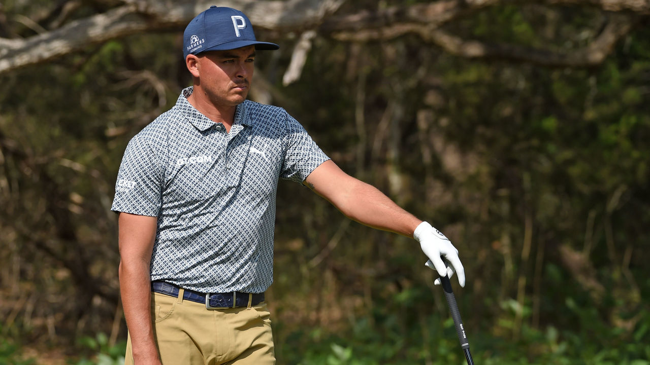 SAN ANTONIO, TEXAS - APRIL 02: Rickie Fowler prepares to play his shot from the 14th tee during the second round of Valero Texas Open at TPC San Antonio Oaks Course on April 02, 2021 in San Antonio, Texas.