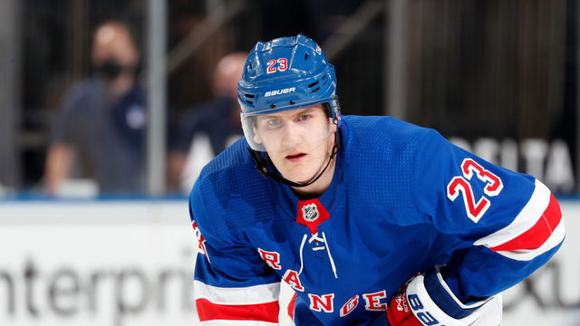 NEW YORK, NY - APRIL 22: Adam Fox #23 of the New York Rangers skates against the Philadelphia Flyers at Madison Square Garden on April 22, 2021 in New York City.