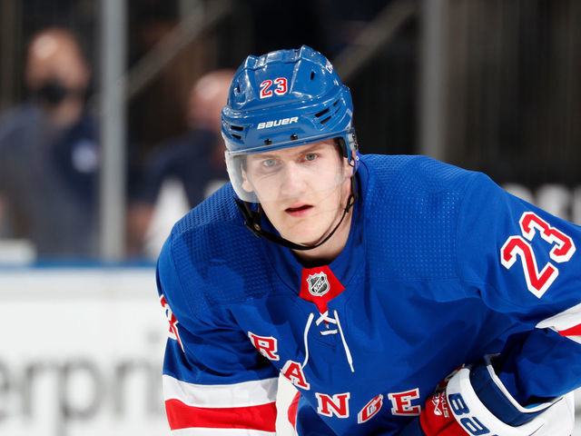 NEW YORK, NY - APRIL 22: Adam Fox #23 of the New York Rangers skates against the Philadelphia Flyers at Madison Square Garden on April 22, 2021 in New York City.