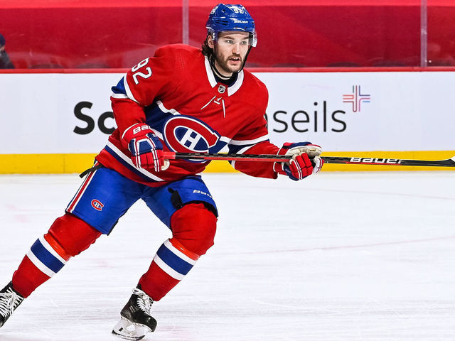 MONTREAL, QC - APRIL 14: Look on Montreal Canadiens left wing Jonathan Drouin (92) during the Calgary Flames versus the Montreal Canadiens game on April 14, 2021, at Bell Centre in Montreal, QC