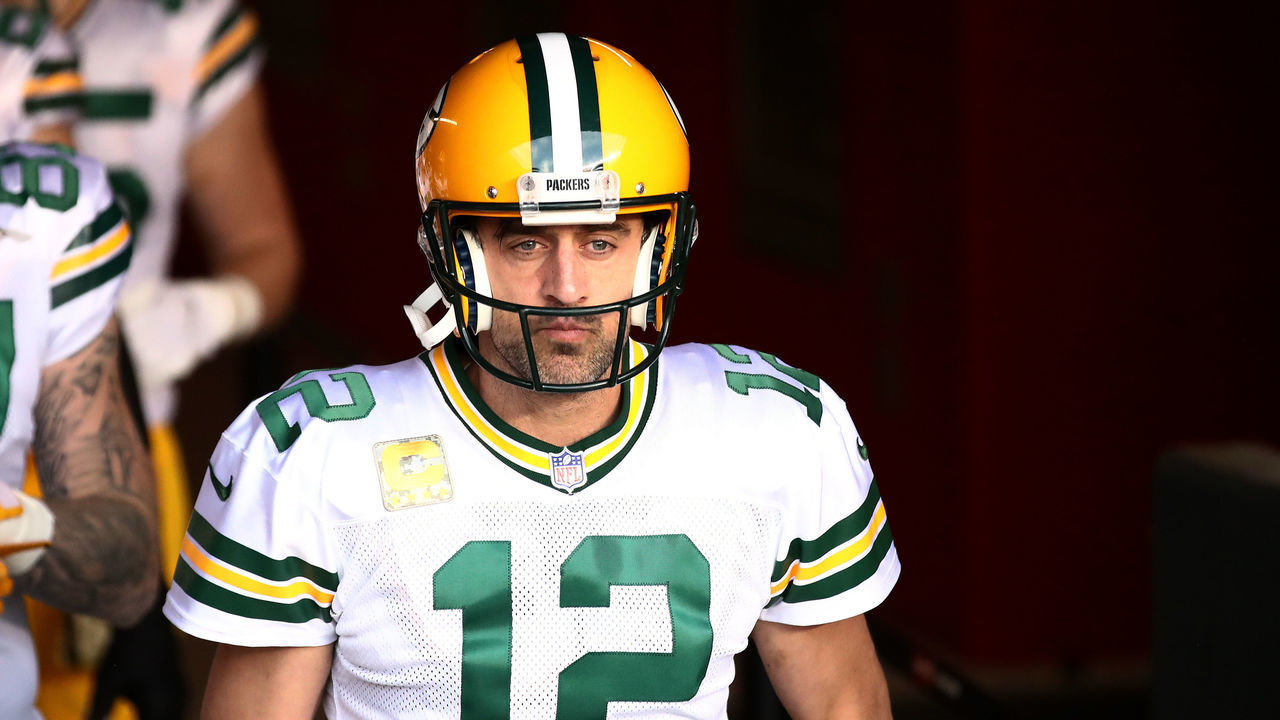 SANTA CLARA, CALIFORNIA - NOVEMBER 05: Aaron Rodgers #12 of the Green Bay Packers walks out against the San Francisco 49ers at Levi's Stadium on November 05, 2020 in Santa Clara, California.