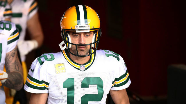 SANTA CLARA, CALIFORNIA - NOVEMBER 05: Aaron Rodgers #12 of the Green Bay Packers walks out against the San Francisco 49ers at Levi's Stadium on November 05, 2020 in Santa Clara, California.