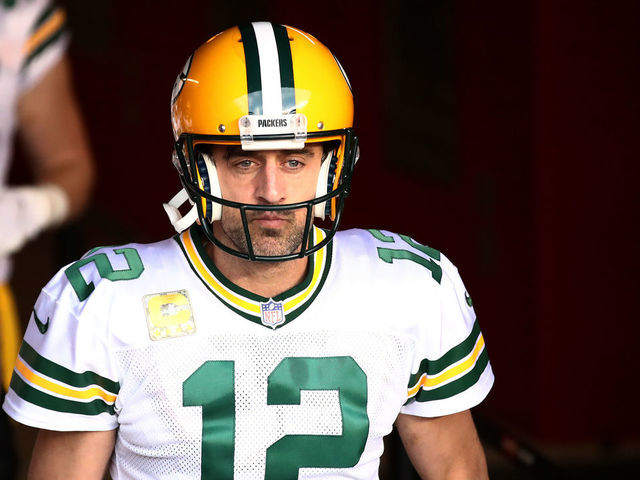 SANTA CLARA, CALIFORNIA - NOVEMBER 05: Aaron Rodgers #12 of the Green Bay Packers walks out against the San Francisco 49ers at Levi's Stadium on November 05, 2020 in Santa Clara, California.