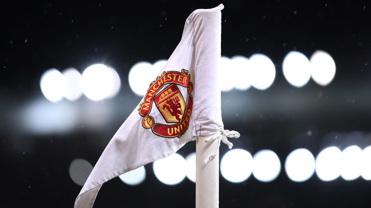 MANCHESTER, ENGLAND - FEBRUARY 06: A detailed view of a Manchester United corner flag is seen inside the stadium prior to the Premier League match between Manchester United and Everton at Old Trafford on February 06, 2021 in Manchester, England. Sporting stadiums around the UK remain under strict restrictions due to the Coronavirus Pandemic as Government social distancing laws prohibit fans inside venues resulting in games being played behind closed doors.