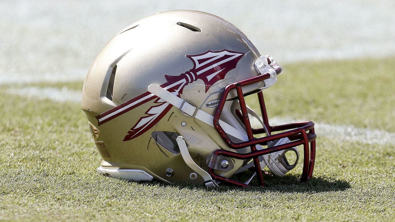 TALLAHASSEE, FL - OCTOBER 1: A general view of a Florida State Seminoles Helmet on the field before the game against the North Carolina Tar Heels at Doak Campbell Stadium on Bobby Bowden Field on October 1, 2016 in Tallahassee, Florida. North Carolina upset the 12th ranked Florida State 37 to 35.