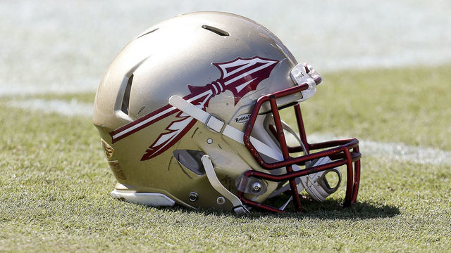 TALLAHASSEE, FL - OCTOBER 1: A general view of a Florida State Seminoles Helmet on the field before the game against the North Carolina Tar Heels at Doak Campbell Stadium on Bobby Bowden Field on October 1, 2016 in Tallahassee, Florida. North Carolina upset the 12th ranked Florida State 37 to 35.