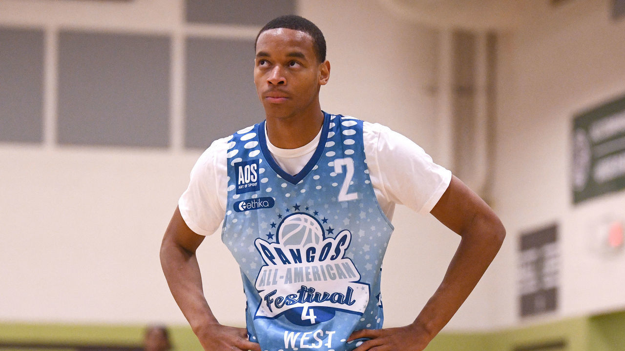 CHANDLER, AZ - NOVEMBER 07: Nolan Hickman, from Wasatch Academy, looks on during the Pangos All-American Festival on November 7, 2020 at AZ Compass Prep in Chandler, AZ.