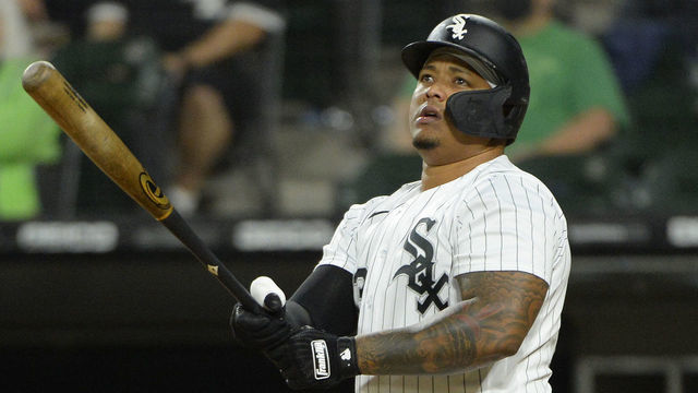 CHICAGO - APRIL 27: Yermin Mercedes #73 of the Chicago White Sox bats against the Detroit Tigers on April 27, 2021 at Guaranteed Rate Field in Chicago, Illinois.