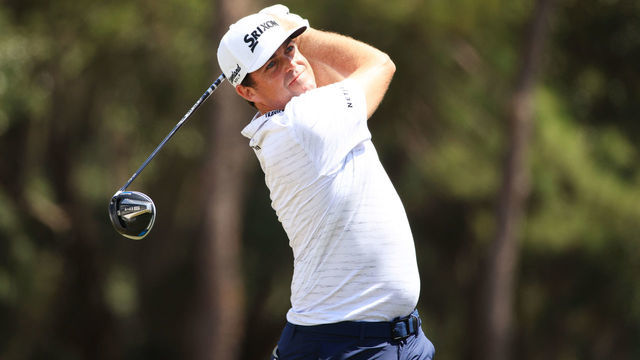 PALM HARBOR, FLORIDA - APRIL 30: Keegan Bradley of the United States plays his shot from the 18th tee during the second round of the Valspar Championship on the Copperhead Course at Innisbrook Resort on April 30, 2021 in Palm Harbor, Florida.