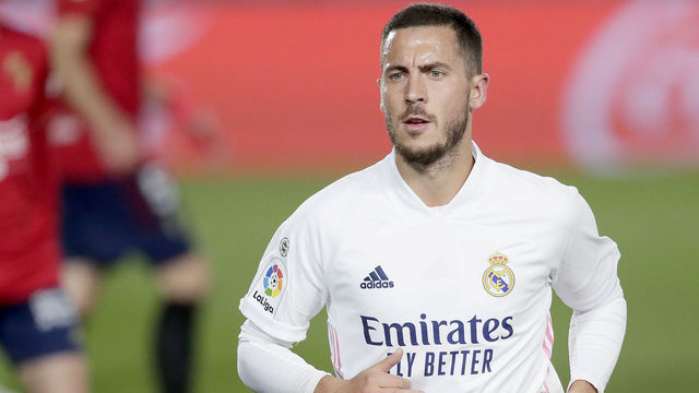 MADRID, SPAIN - MAY 1: Eden Hazard of Real Madrid during the La Liga Santander match between Real Madrid v Osasuna at the Estadio Alfredo Di Stefano on May 1, 2021 in Madrid Spain