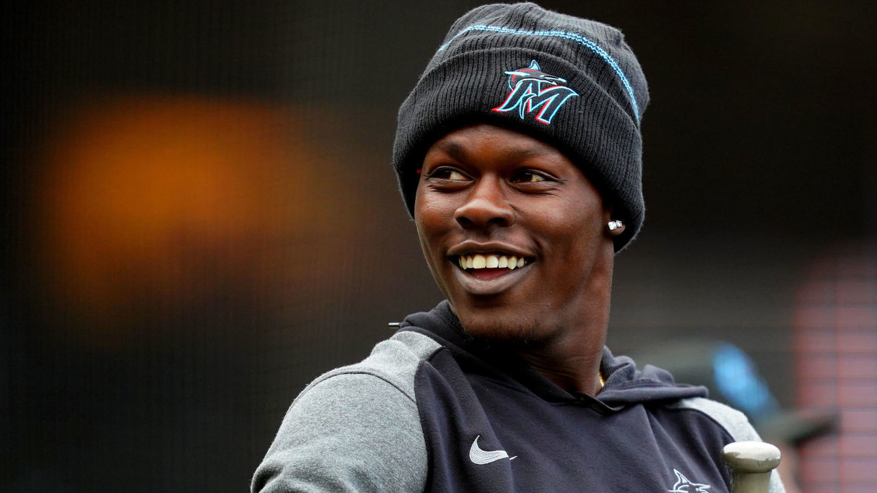 SAN FRANCISCO, CALIFORNIA - APRIL 23: Jazz Chisholm Jr. #2 of the Miami Marlins warms up prior to the game against the San Francisco Giants at Oracle Park on April 23, 2021 in San Francisco, California.