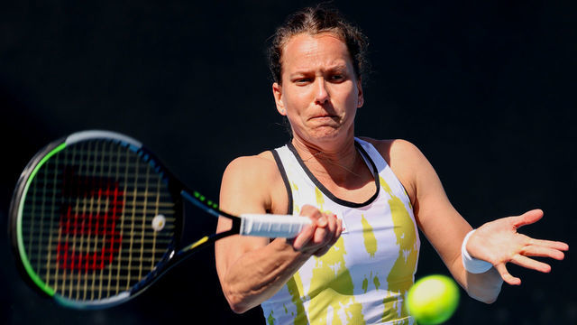 MELBOURNE, AUSTRALIA - FEBRUARY 03: Barbora Strycova of Czech Republic plays a forehand in her singles match against Bethanie Mattek-Sands of the United States during day one of the WTA 500 Grampians Trophy at Melbourne Park on February 03, 2021 in Melbourne, Australia.